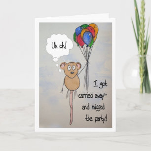 Mouse Belated Birthday Balloons Carried Away Card