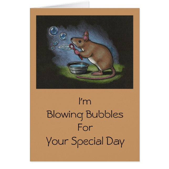 Mouse Blowing Bubbles: All Occasion: Colour Pencil (Front)
