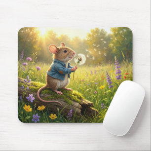 Mouse Blowing Dandelion Seedlings Mat