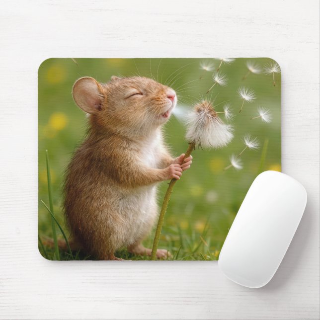 Mouse Blowing Dandelion Seeds Mat (With Mouse)