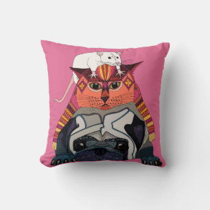 mouse cat pug pink cushion