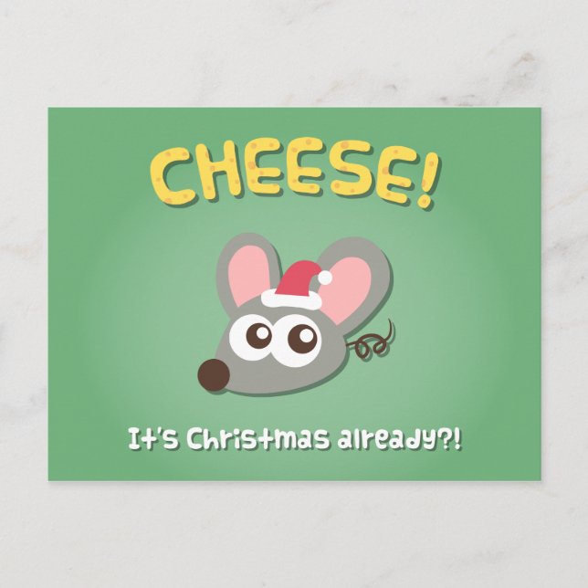 Mouse Cheese Its Christmas Pun Humour Postcard (Front)