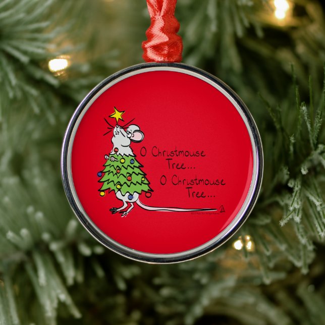 Mouse Christmas Funny Kids Metal Tree Decoration (Tree)