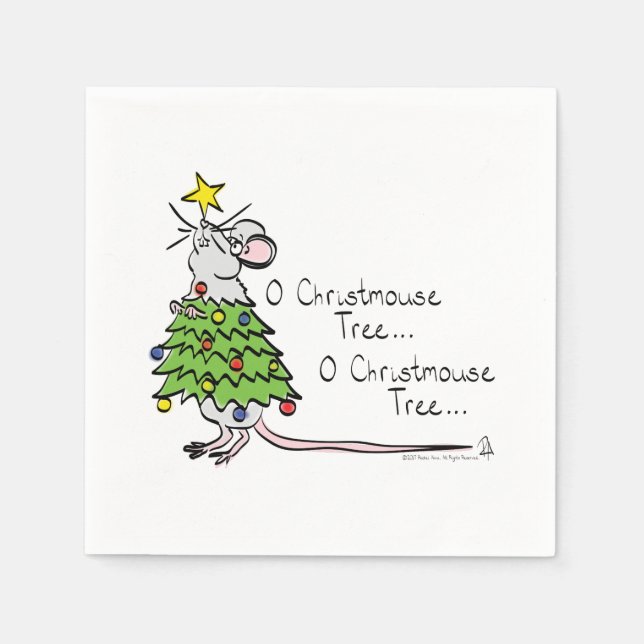 Mouse Christmas Funny Kids Napkin (Front)
