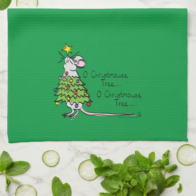 Mouse Christmas Funny Kids Tea Towel (Folded)