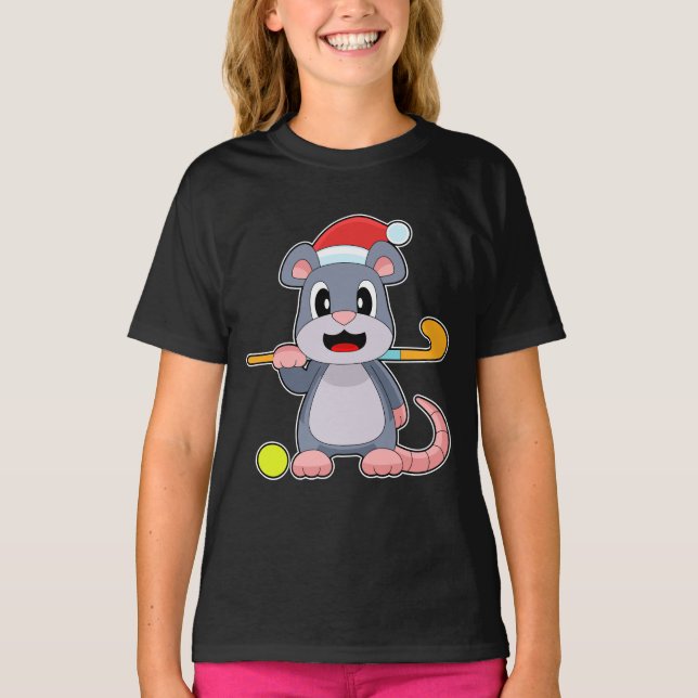 Mouse Christmas Hockey T-Shirt (Front)