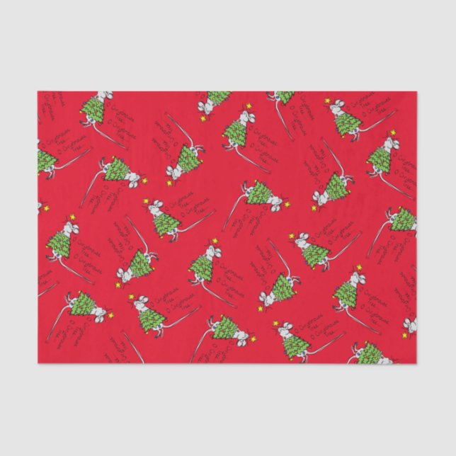 Mouse Christmas Tree Funny Kids Tissue Paper (Front)