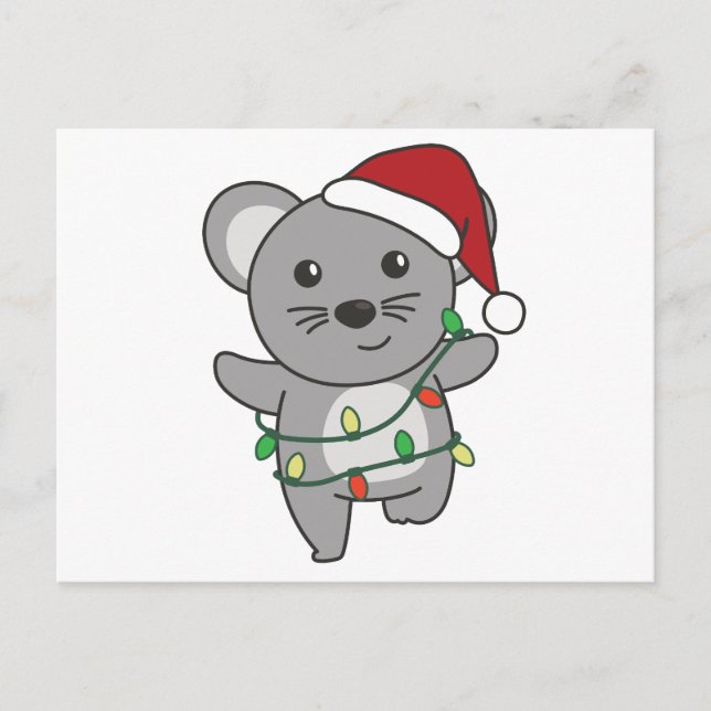 Mouse Christmas Winter Animals Holiday Mice Postcard (Front)