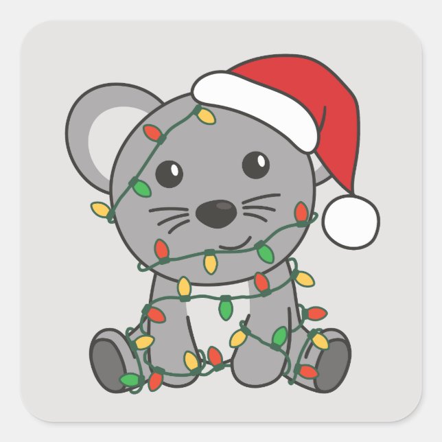 Mouse Christmas Winter Animals Holiday Mice Square Sticker (Front)