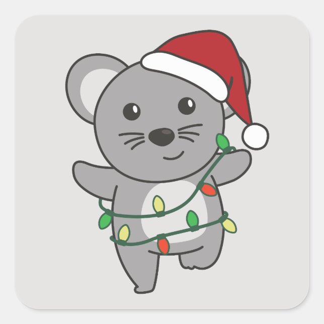 Mouse Christmas Winter Animals Holiday Mice Square Sticker (Front)