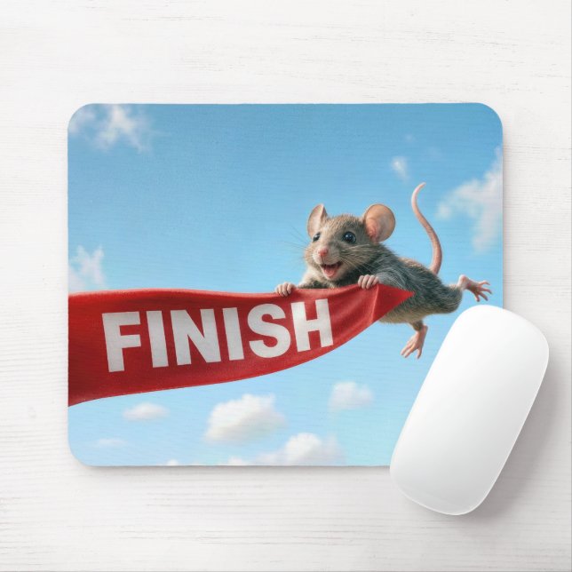 Mouse Clinging to a Red Finish Line Tape Mat (With Mouse)