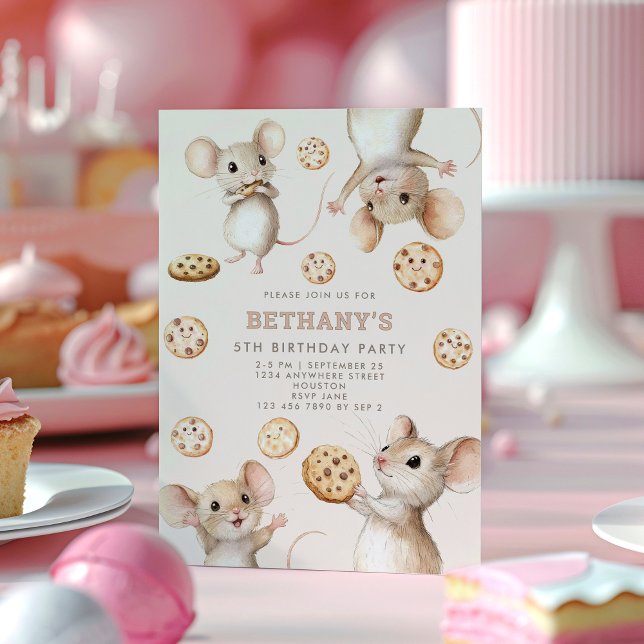 Mouse Cookies Child Birthday Party Invitation (Creator Uploaded)