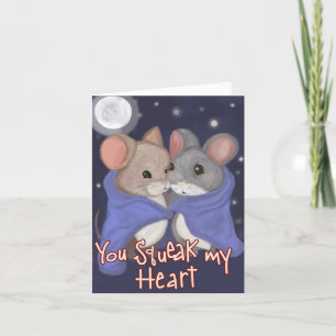 Mouse Couple Hugging Valentine Holiday Card