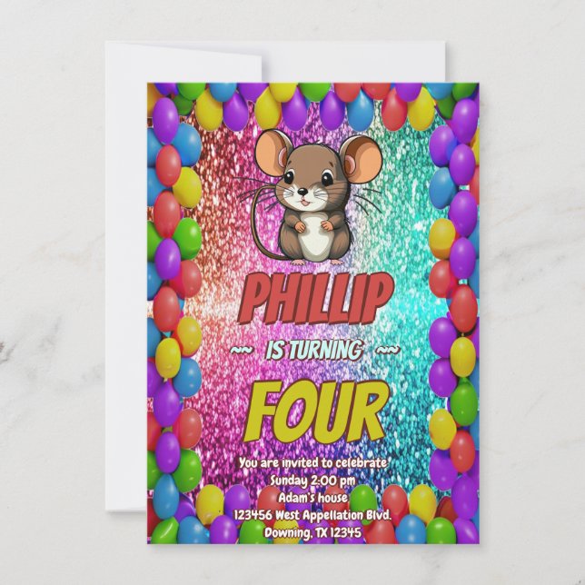 Mouse Custom character birthday invite (Front)