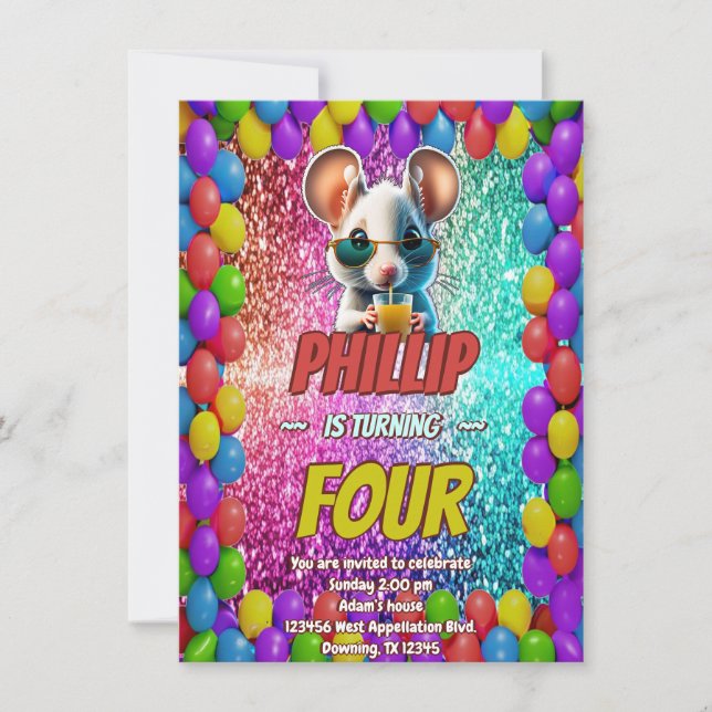Mouse Custom character birthday invite (Front)