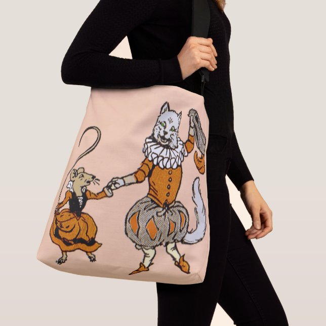 mouse dancing with a cat print crossbody bag (Close Up)