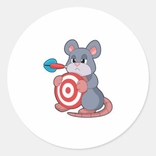 Mouse Darts Dart Dartboard Classic Round Sticker