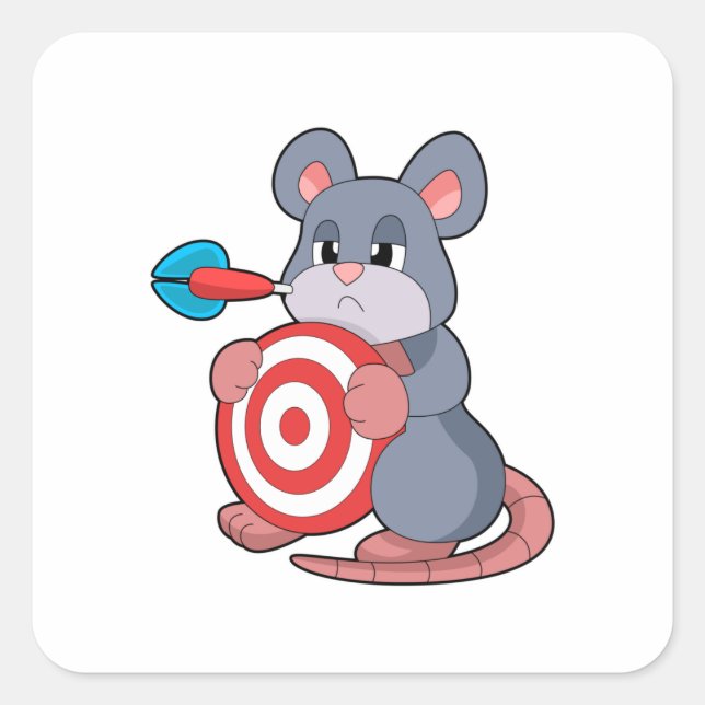 Mouse Darts Dart Dartboard Square Sticker (Front)