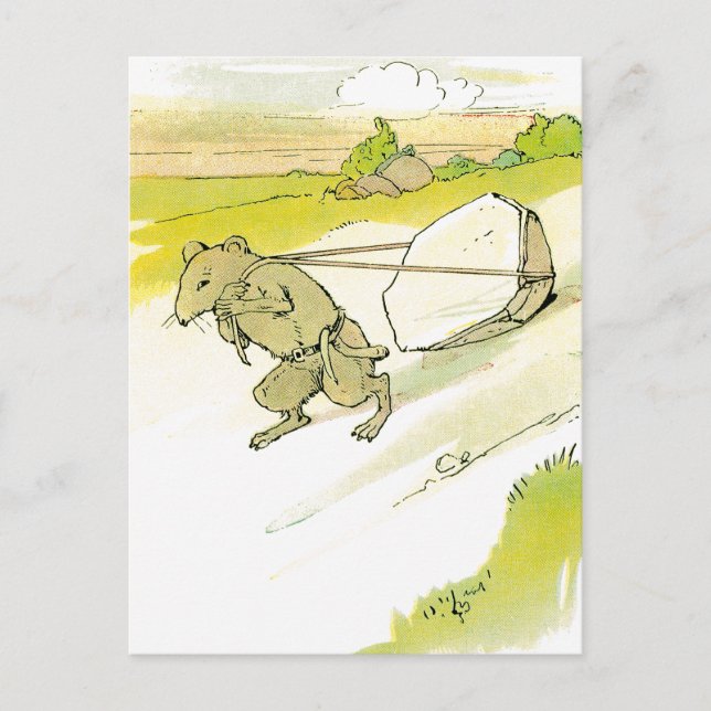 Mouse Dragging Big Rock Postcard (Front)