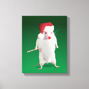 Mouse dressed as Santa Claus Canvas Print