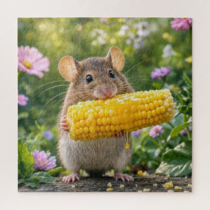 Mouse Eating Corn on the Cob Jigsaw Puzzle