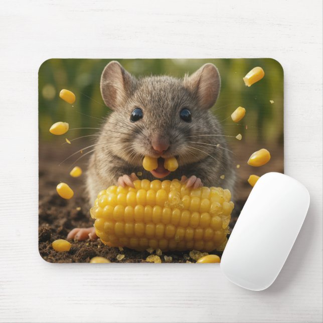 Mouse Enjoying an Ear of Corn Mat (With Mouse)
