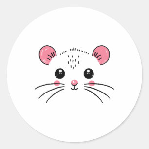 Mouse Face Costume Girl Boy Birthday Mouse Hallowe Classic Round Sticker