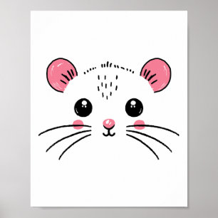 Mouse Face Costume Girl Boy Birthday Mouse Hallowe Poster