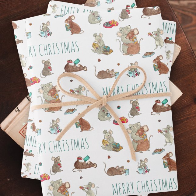Mouse Family Christmas Wrapping Paper Sheet (Creator Uploaded)