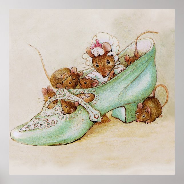 Mouse Family in a Shoe by Beatrix Potter Poster (Front)