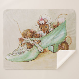 Mouse Family in a Shoe by Beatrix Potter Sherpa Blanket