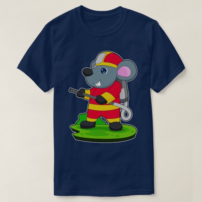 Mouse Firefighter Fire hose T-Shirt (Design Front)