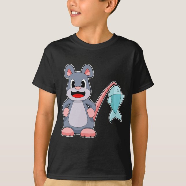 Mouse Fisher Fish Fishing T-Shirt (Front)