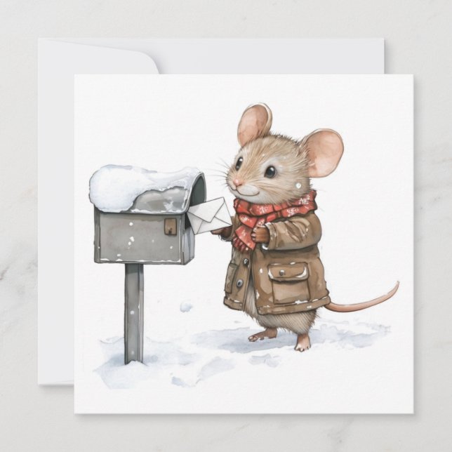 Mouse Flat Christmas Card (Front)