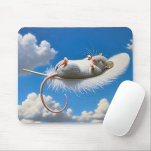 Mouse Floating On A Feather Mat