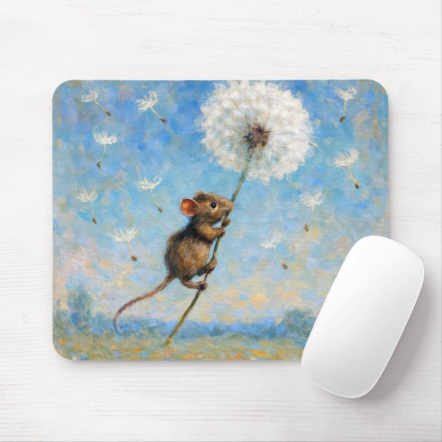 Mouse Floating On a Fluffy Dandelion Mat (With Mouse)