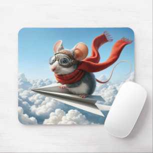 Mouse Flying a Paper Aeroplane Mat