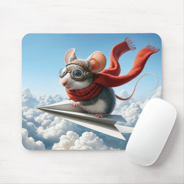 Mouse Flying a Paper Aeroplane Mat (With Mouse)