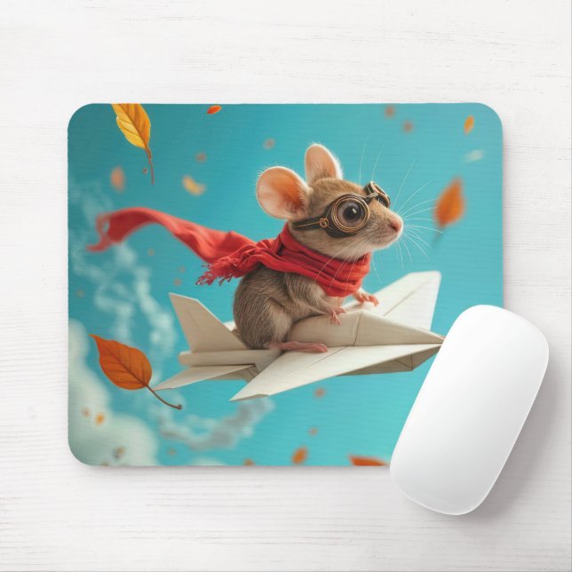 Mouse Flying a Paper Aeroplane Mat (With Mouse)