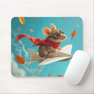 Mouse Flying a Paper Aeroplane Mouse Mat