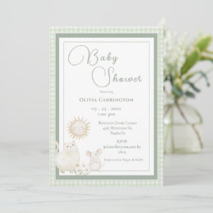 Mouse Gingham Vintage Baby Shower Invitation