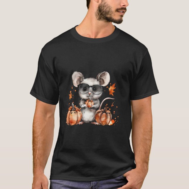 Mouse Halloween Artwork Pumpkin Trick Or Treat Aut T-Shirt (Front)