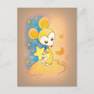Mouse Holding A Star Postcard