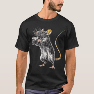 Mouse Holds Camera Animal Lover Motif Illustration T-Shirt