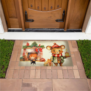 Mouse House Christmas Doormat / Rug