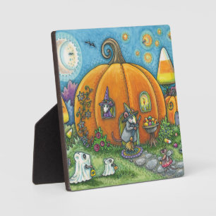 MOUSE HOUSE, LITTLE MICE, TRICK OR TREAT HALLOWEEN PLAQUE