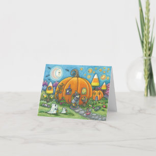 MOUSE HOUSE & TRICK OR TREATS HALLOWEEN NOTE CARD