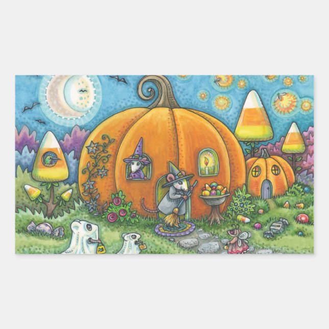 MOUSE HOUSE, TRICK OR TREATS HALLOWEEN STICKERS (Front)