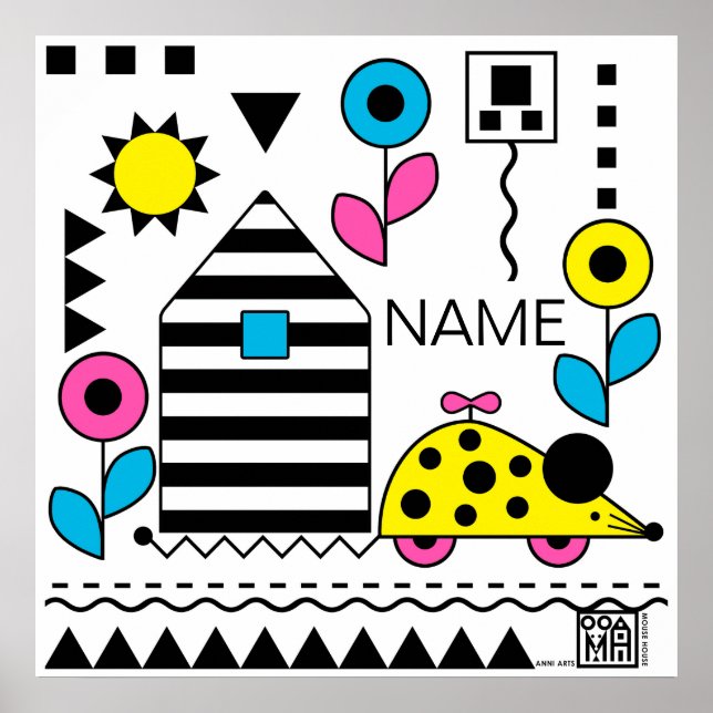 Mouse House Wheelie Mouse Poster 1 -personalise (Front)