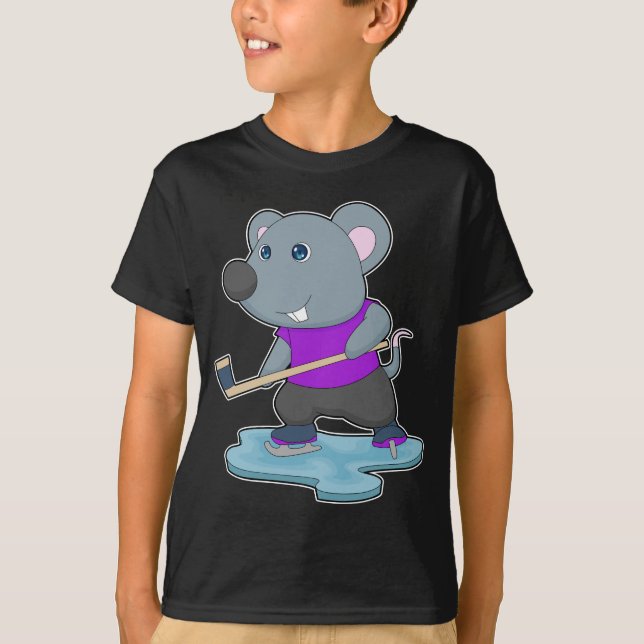 Mouse Ice hockey Ice hockey stick T-Shirt (Front)